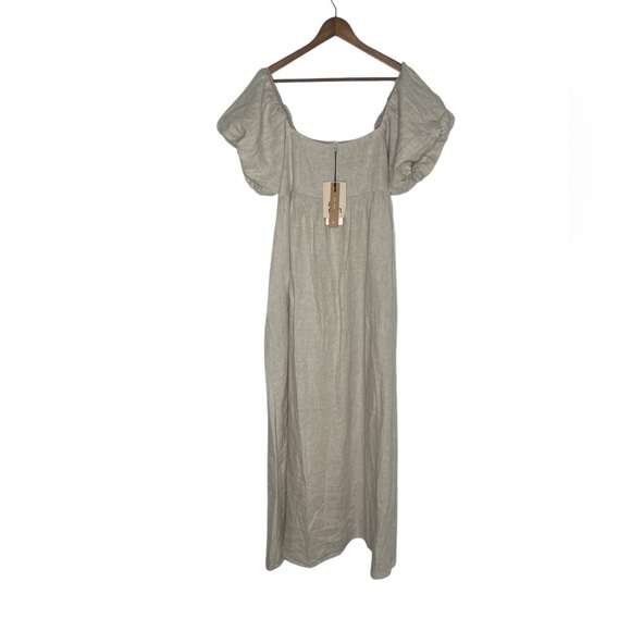 A.REN Candace 100% Linen Off White Maxi Dress - Picture 4 of 14